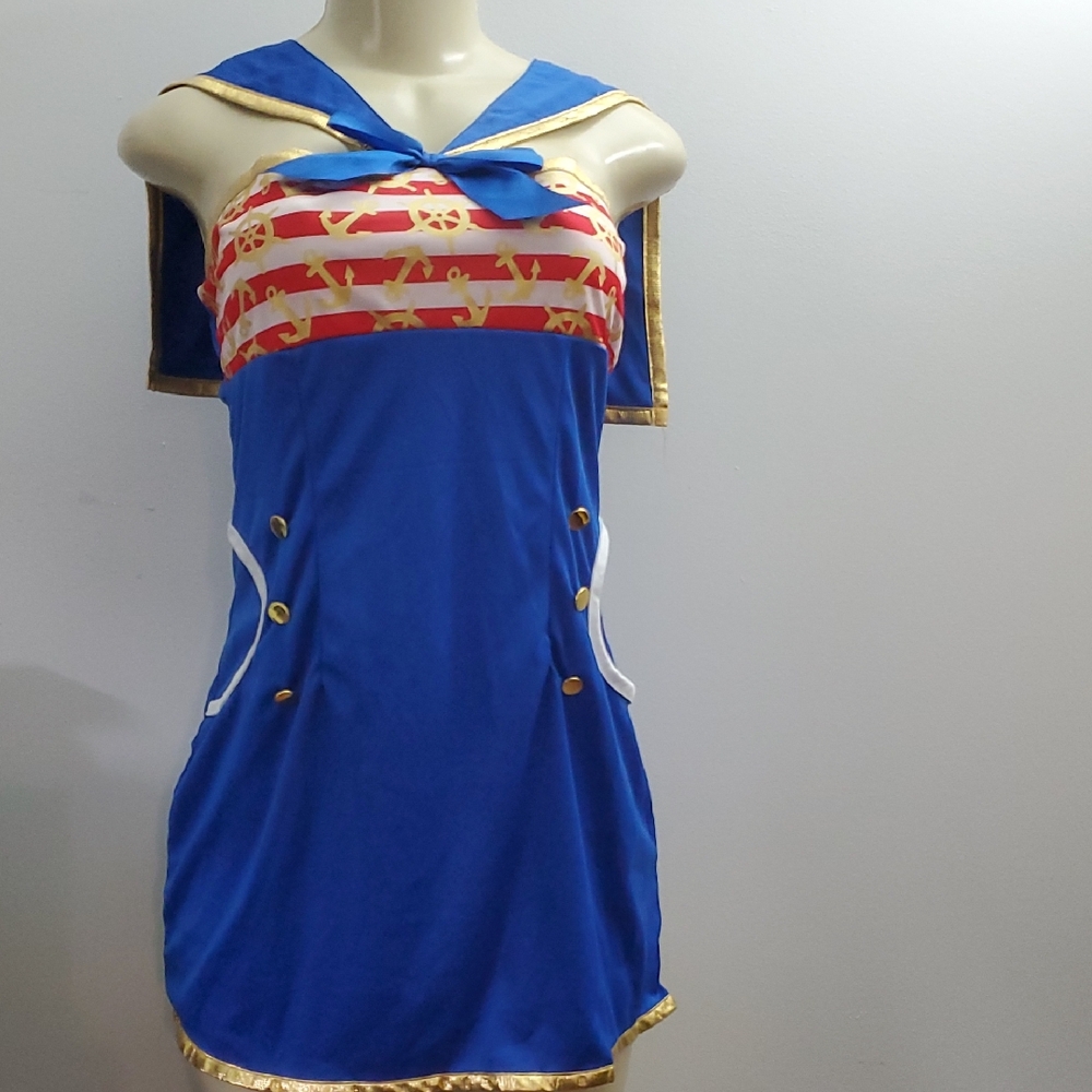 Elegant Blue and Gold Costume Mini Dress